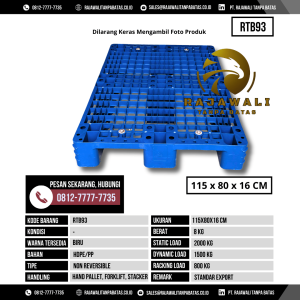 Pallet Plastik Bekas & Baru Ukuran 1150x800x160 mm - RTB93 - Biru