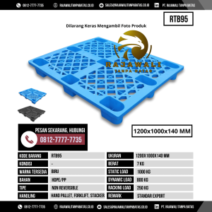 Pallet Plastik Bekas & Baru Ukuran 1200x1000x140 mm - RTB95 - Biru