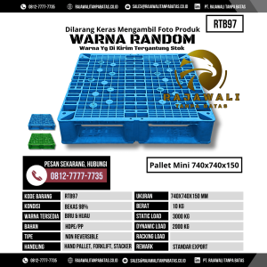 Pallet Plastik Bekas & Baru Ukuran 740x740x150 mm - RTB97 - Biru