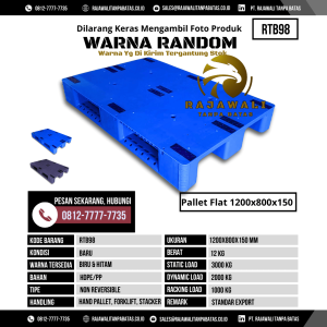 Pallet Plastik Bekas & Baru Ukuran 1200x800x150 mm - RTB98 - Biru