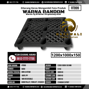 Pallet Plastik Bekas & Baru Ukuran 1200x1000x150 mm - RTB99 - Hitam