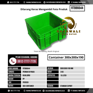 Box Container Bekas & Baru Ukuran 300x300 mm - RTBB6644 - Hijau Kapasitas 15 Liter